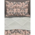 thumbnail image 3 of Eiffel Comforter & Sham Bedding Set, Retro Bicycles Coffee Heart Balloons French Landmark Swirls, 3 pcs Duvet Set Microfiber Filling Quilt, 5 Sizes, Pale Salmon Black White, by Ambesonne, 3 of 4