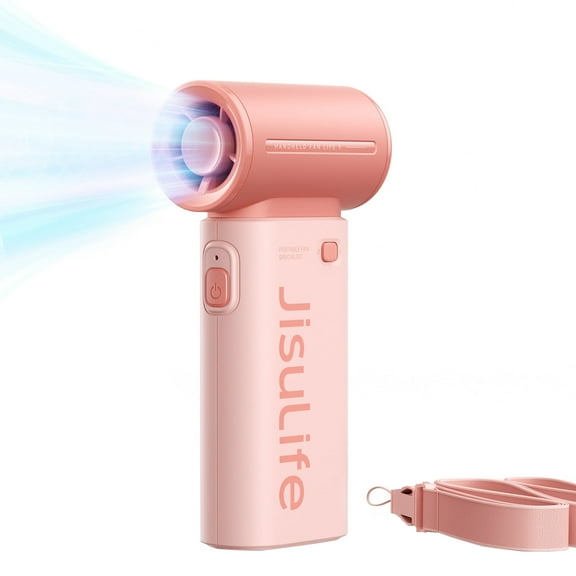 JISULIFE Portable Handheld Fan, Powerful Turbo Brushless Motor [12H Battery Life], 3600mAh USB Rechargeable, 5-Speed, Mini Pocket Design, Gift for Women Men, Travel Outdoor Use-Pink