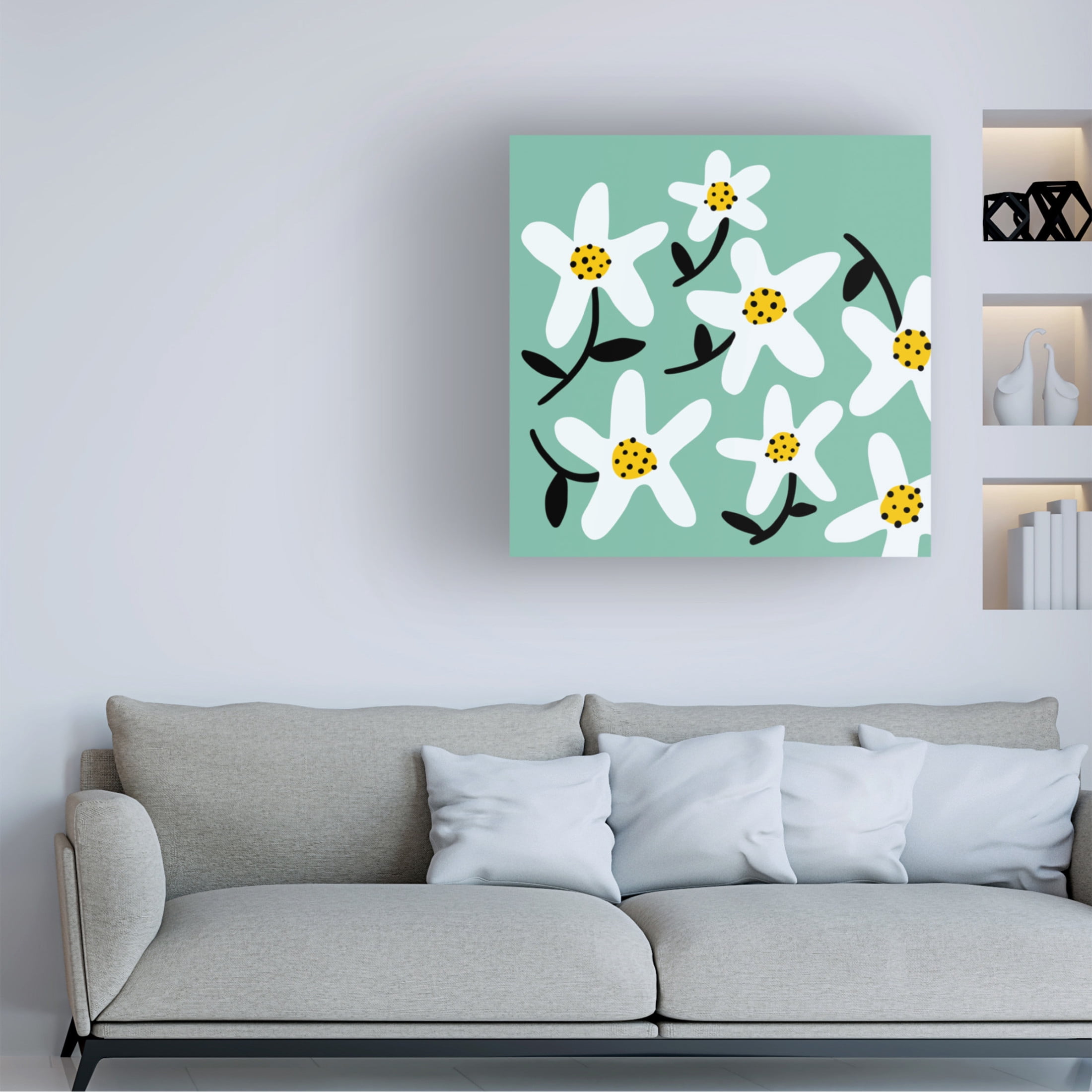 Canvas Wall Art - Rebekah Ewer 'Daisy Rounds I' Wall Art for Living Room, Bedroom, or Office Décor by Trademark Fine Art - 35 x 35 Inches