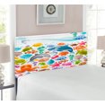 thumbnail image 2 of Tropical Animals Headboard, Diving Sea Fauna Pattern Marine Objects Whale Corals Underwater, Upholstered Decorative Metal Bed Headboard with Memory Foam, Twin Size, Multicolor, by Ambesonne, 2 of 4