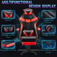 thumbnail image 4 of Huracan PU Leather Gaming Chair with Footrest & Lumbar, Adjustable Armrests/Headrest Computer Gamer Chair for Adults, Office/Game/Home, Red, 4 of 7