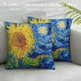 thumbnail image 3 of Leisuo  Square Throw Pillow Covers Abstract Painting of Blue Starry Sky and Sunflowers Pillow Cases Decorative for Home Bedroom Sofa Pillowcases Standard White, 3 of 5