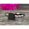 thumbnail image 4 of 1.75 carat Classic Princess Cut Black Diamond Moissanite Engagement Ring on 10k White Gold Classic Vintage Art Deco, 4 of 5