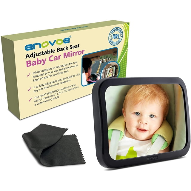Enovoe Baby Car Mirror with Cleaning Cloth Wide, Convex Back Seat