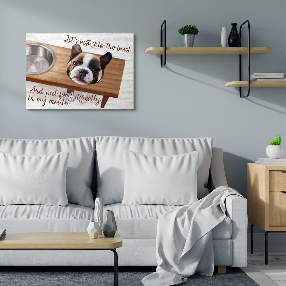 Stupell Industries Hungry French Bulldog Quote Family Pet Dinner Time Canvas Wall Art Design by Ziwei Li, 30" x 40"