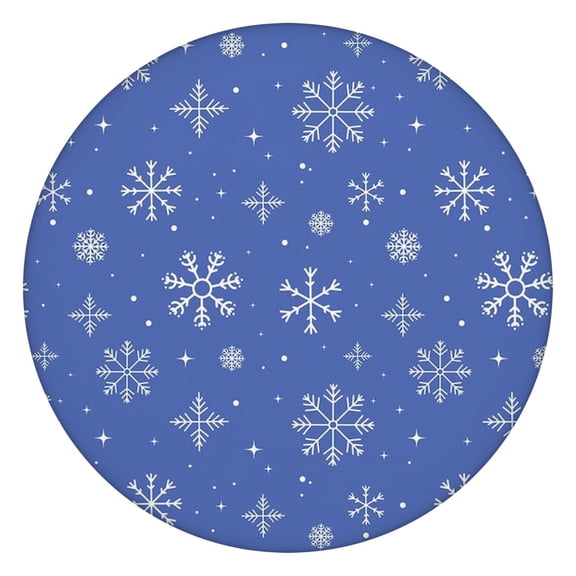Family Gathering Round Table Cloth for Christmas, 44 Inch with Elastic Edging and a Heartwarming Snowflake Print for Memorable Meals