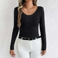 thumbnail image 4 of Qepwscx Womens Long Sleeve Shirts V Neck Basic Slim Fitted Tops Stretch Base Layer T-Shirt, 4 of 6