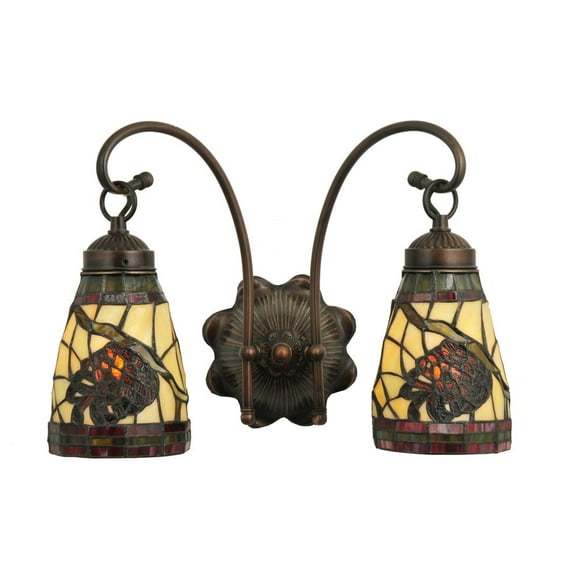Meyda 15" Wide Tiffany Pinecone 2 Light Wall Sconce