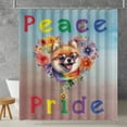 thumbnail image 2 of Peace Love Pride Pomeranian with Rainbow Sunglasses LGBT LGBTQ+ Shower Curtain Pom Dog Lover Gifts Waterproof Bathroom Bathtub Curtain - 01004, 2 of 5