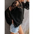 thumbnail image 2 of V Neck Crochet Lace Tops for Women Casual Loose Puff Sleeve Fall Shirts Flowy Chiffon Blouses, 2 of 4