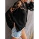 thumbnail image 2 of Dinheiro Tops de encaje de ganchillo con cuello en V para mujer Camisas de otoño con manga abullonada suelta informal Blusas de gasa fluidas, negro, mediano,, 2 of 4