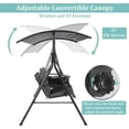 thumbnail image 5 of LAZZO 2-Seat Outdoor Patio Swing Chair, Canopy Porch Swing with Cooler and Removable Cushion, Gray, 5 of 9