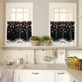 thumbnail image 5 of Christmas Kitchen Curtains and Valances Set, Rod Pocket Curtains Tier Farmhouse Window Curtains 36 Inch Length, Winter Xmas Red Ball Snowflake Bow Black 3 Piece Kitchen Curtains Set, 5 of 6