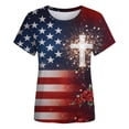 thumbnail image 2 of FASHOFT American Flag Patriotic Shirts for Women 4th of July Shirt USA Flag Stars Stripes Graphic Shirt Summer Casual Tops Red XXL, 2 of 2