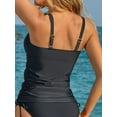 thumbnail image 6 of Asoul Womens One Shoulder Keyhole Tankini Tops Side Tie Ruched Swimsuit Tops Only Tummy Control Swimwear Tops(No Bottoms), 6 of 9