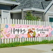 Large Happy Grandparents Day Banner for Fence Best Grandparents Ever Love Grandparents Retirement Party Decorations and Supplies for Home, 1.6×9.8ft