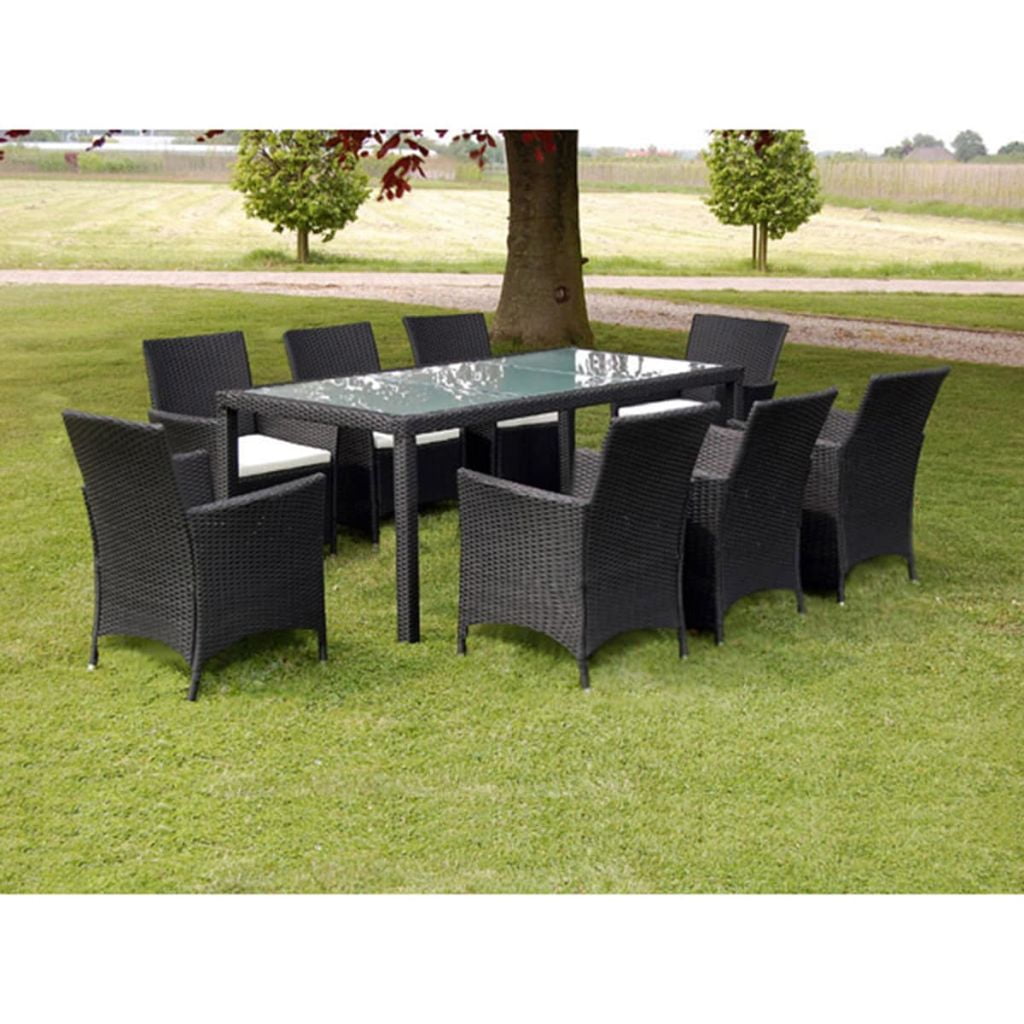 Kepooman 9 Piece Wicker Lounge Chairs with Cushions for Patio, Black Kepooman 9 Piece Wicker Lounge Chairs with Cushions for Patio, Black