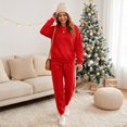 thumbnail image 5 of Dwellite Women's 2 Piece Outfits Fall Sweatsuits Oversized Hoodies Wide Leg Sweatpants Tracksuits Lounge Matching Sets Red M, 5 of 7