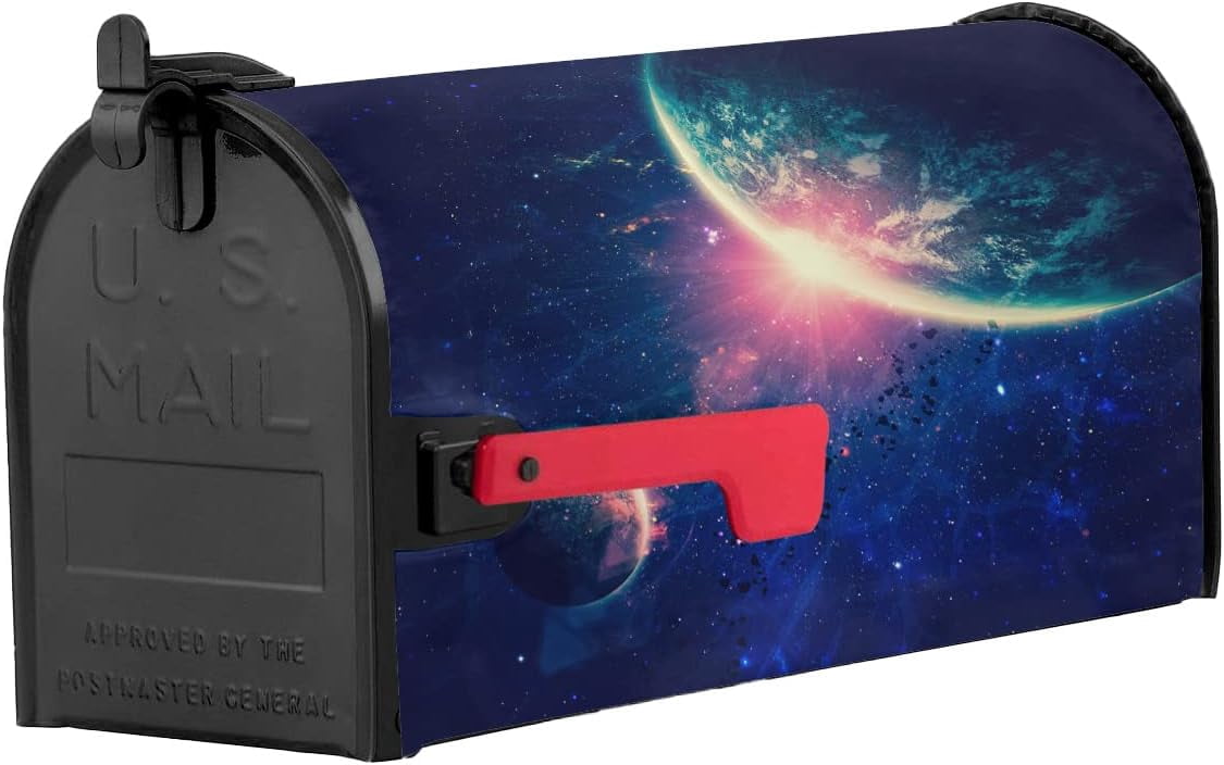 Mailbox Cover Magnetic Mailbox Wraps, Beautiful Outer Space Planet Mailbox Covers Large Size 21x25.5 Inch Mail Wrap Post Letter Box Decoration for Outdoor Gardern Yard
