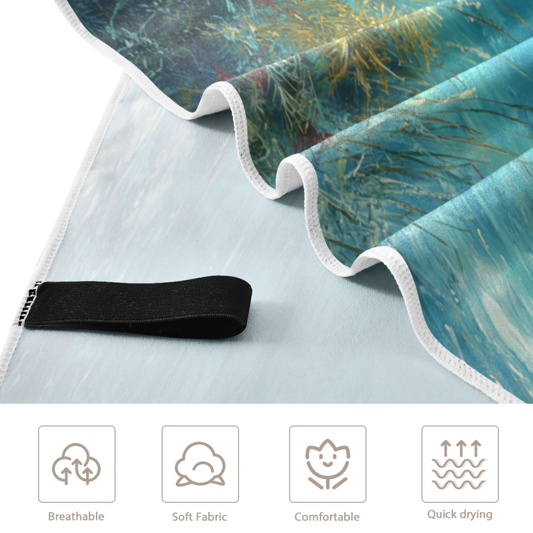 Qxltty Cute Manatee Beach Towel Sand Free Bath Towel Absorbent Quick Dry Soft Lightweight Blanket for Travel Gym Camping 71x31in