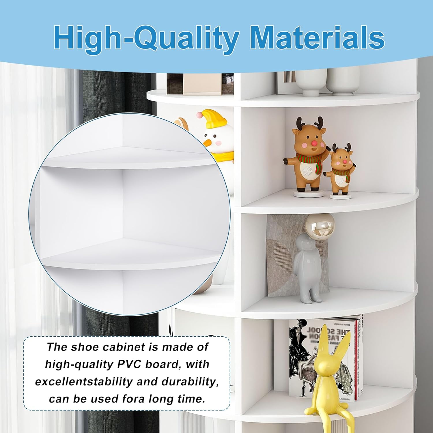 Montary 8-Tier Rotating Shoe Rack Tower Spinning Shoe Display Lazy Susan Tower, 360 Revolving Shoe Storage Organizer Rack for Living Room Entryway Doorway