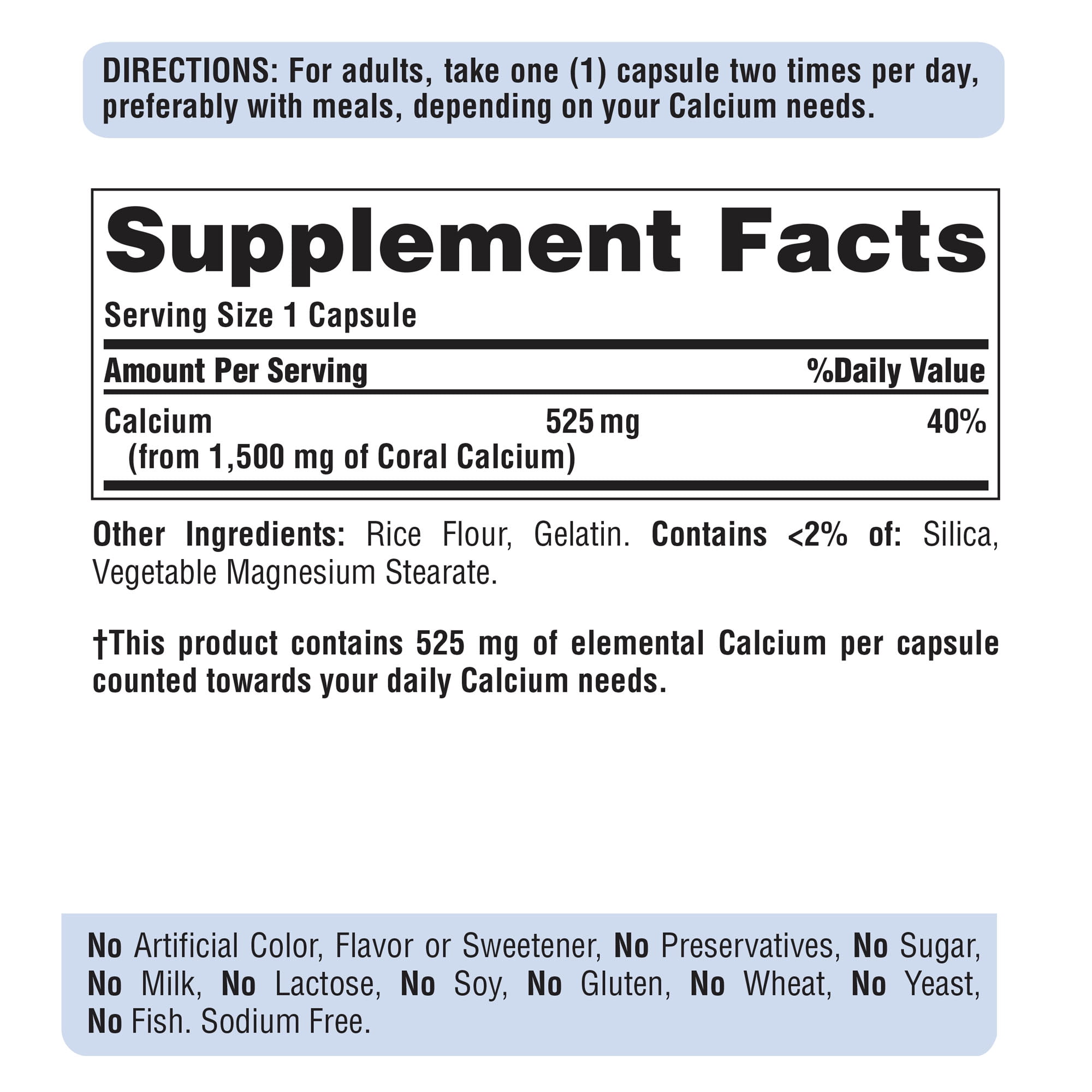 Puritan's Pride Triple Strength Coral Calcium 1500 mg-120 Capsules