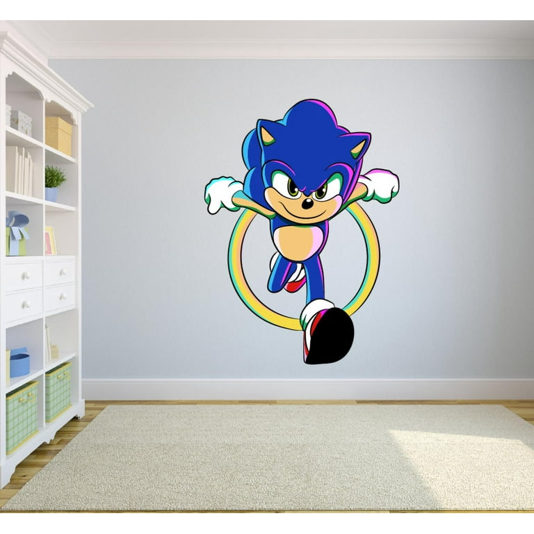 SUPER SONIC THE HEDGEHOG Smiling Nintendo Video Game Inspired Cartoon  Character Wall Art Vinyl Sticker Decal- Baby Girl Boy Bedroom Decal Baby  Kids Room Wall Sticker Vinyl Art Decor Size (10x8 inch) 