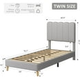 thumbnail image 2 of Twin Bed Frame, Boucle Upholstered Platform Bed with Wave Headboard for Teen, Easy Assembly, Wooden Slats Support, No Box Spring Needed, Grey, 2 of 4