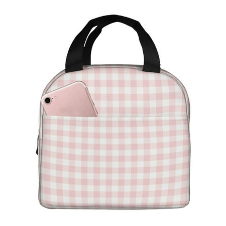 Insulated Lunch Bag for Women Men - Pink Checkboard Leakproof Cooler Lunch Box for Women Men  Lunch Tote Bags for Work School Picnic Travel