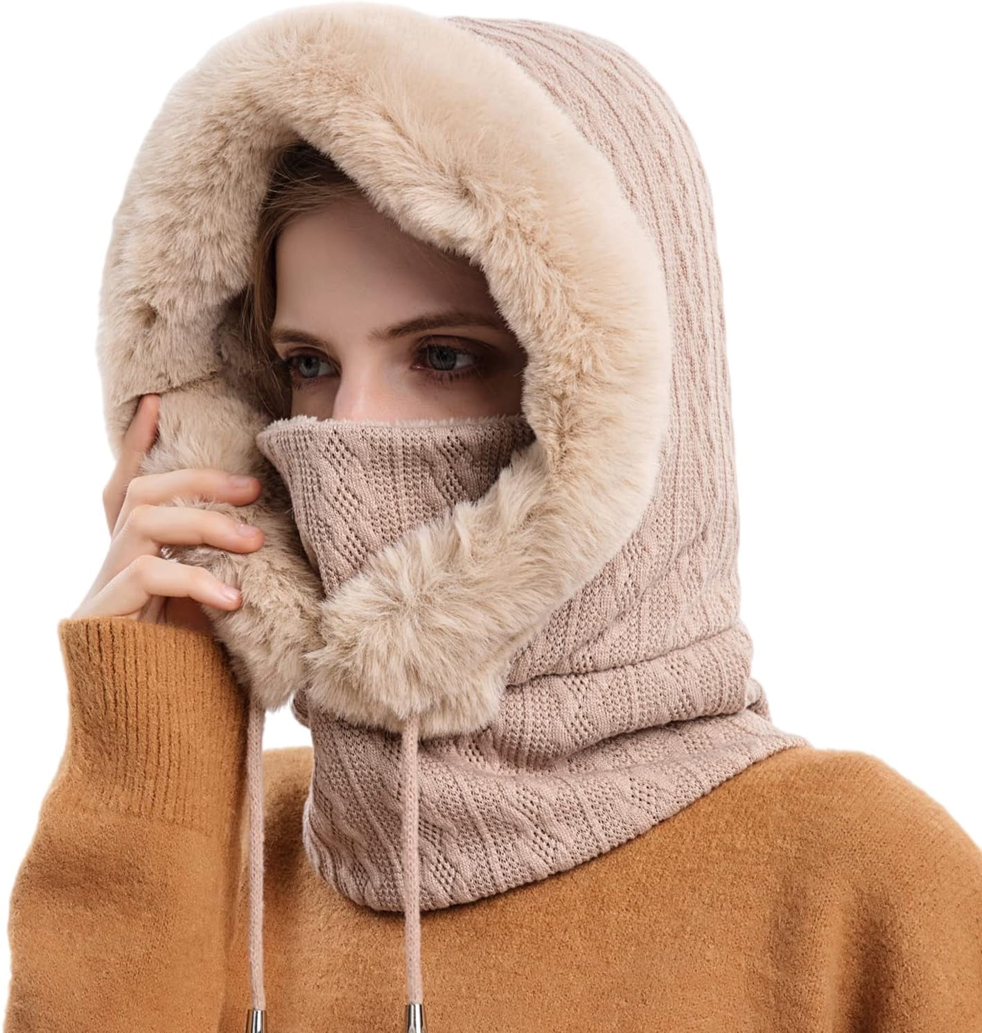 YooGuoGuo Women Winter One Piece Beanie Hat Slouchy Fleece Balaclavas Face Mask Neck Scarf Set Earmuff Ski Snow Knit Hats