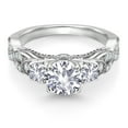 thumbnail image 2 of Gem Stone King 925 Sterling Silver White Created Sapphire and White Moissanite Engagement Ring for Women (1.53 Cttw, Gemstone September Birthstone, Round 6MM and 3MM, Size 6), 2 of 4