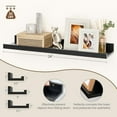 thumbnail image 3 of 24 Inch Picture Ledge Shelf with Lip,Black Floating Shelves for Wall Set of 3,Wall Shelves in Varying Depths for Living Room,Bedroom,Nursery,Bookshelf, 3 of 8