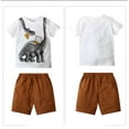 thumbnail image 5 of HAOYUNL Boys 2Pcs Summer Outfits for Kids Toddler Short Sleeve T-Shirt Tops Elastic Shorts Set Toddler Dinosaur Cartoon Clothes 2-7T, 5 of 9