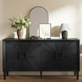 thumbnail image 3 of Large Buffet Sideboard Cabinet with Storage,60" Modern Cedenzas Buffet Table American Farmhouse Charm Cabinet with 4 Symmetrical Sunburst Doors for Living Room Hallway, Antique Black, 3 of 8