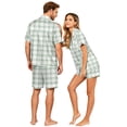 thumbnail image 4 of Men's Pajama Sets Button Up Pajamas for Women Matching Pajamas for Couples Mens Pajamas Set Shorts Couple Matching Pajamas Sets Short Sleeve Button Down Sleepwear Pjs Shorts Set Soft Loungewear, M, 4 of 5