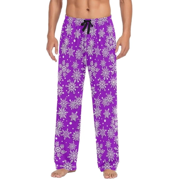 GZHJMY Chrismas Snowflake Pajama Pants for Men, Lounge Pants Lightweight Men Pajama Bottoms with Drawstring Pockets, Christmas New Year Birthday Gifts, Large
