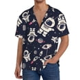 thumbnail image 7 of Lsque Cartoon Spaceship print Men's Cuban Collar Short Sleeve Shirt Summer Beachwear Casual Button Down Fashionable Vacation Leisure Shirt-Small, 7 of 7