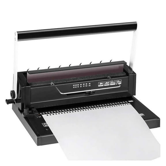 34 Holes Manual Coil Binding Machine Book Binding Machine Spiral Coil Paper Puncher Wire Punching Binder Insert A4 Papers ,Easy to Operate