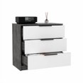 thumbnail image 7 of Nmkwnr 3 Drawers Dresser with Handles, Wood Storage Cabinet for Living Room, Office, Gray + White, 7 of 7