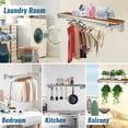 thumbnail image 2 of Foldable Wall Mounted Clothes Rack-44'' Long Rod&2 Bases,Stainless Steel, Heavy Duty,Detachable,Multi-Purpose for Space-Saving Garment Rack/Clothes Drying Rack/Plant Hanger,Top Shelf Room Reserved…, 2 of 6