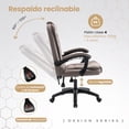 thumbnail image 3 of Silla ejecutiva para Oficina escritorio material LINO Transpirable ergonómica 150kg con soporte lumbar reclinable para computadora resistente Ergonomic office chair sala de juntas gerencial Cantilever, 3 of 8