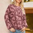 thumbnail image 5 of Women's Floral Print Sweatshirt 2025 Fall Long Sleeve Loose Crewneck Pullovers Stylish Workout Casual Tee Tops, 5 of 8