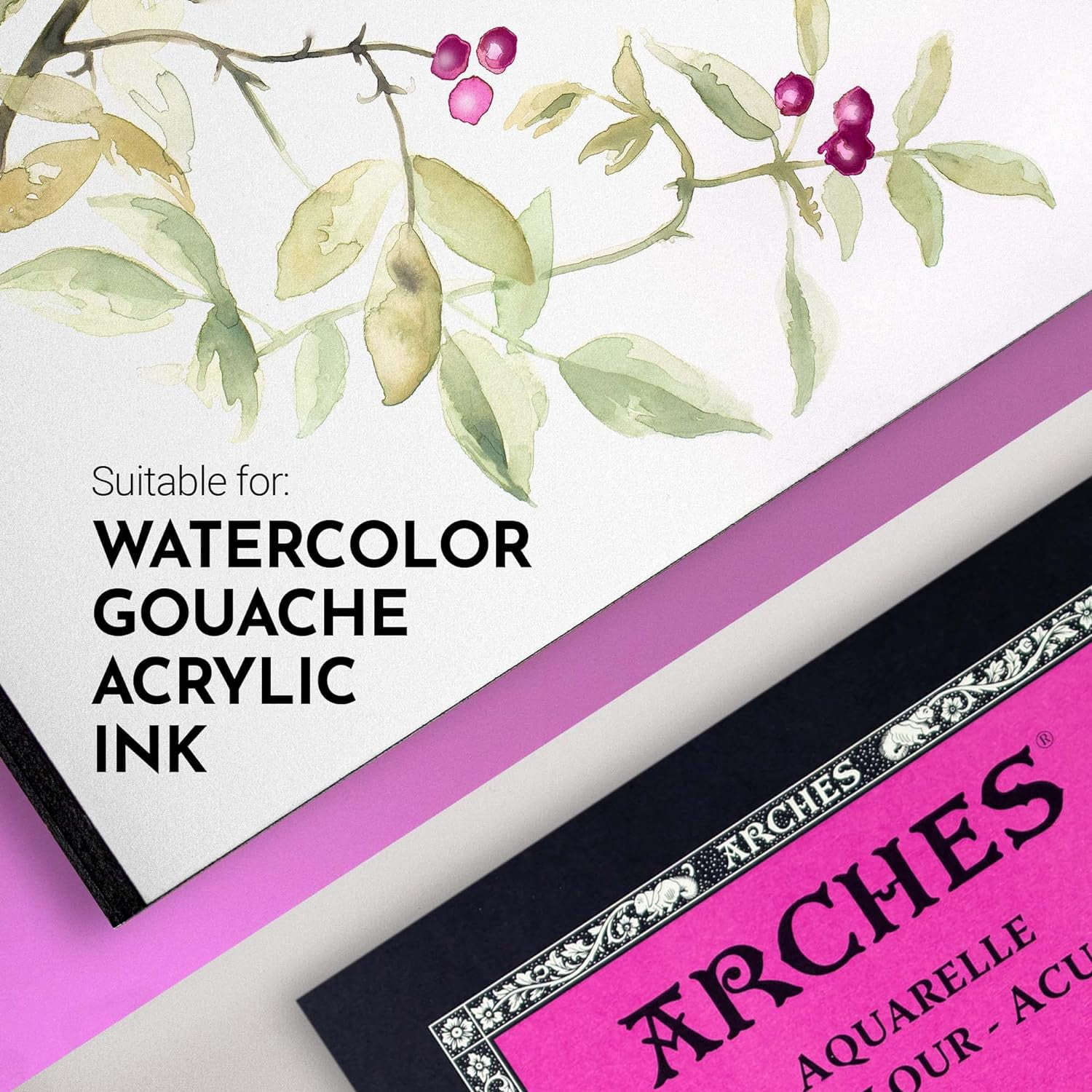 ARCHES® Aquarelle Watercolor Paper Pad, Hot Press, Natural White, 140 lb (300 gsm), Glue Binding, 12 Sheet, 11.69x16.53 in, 1 Count