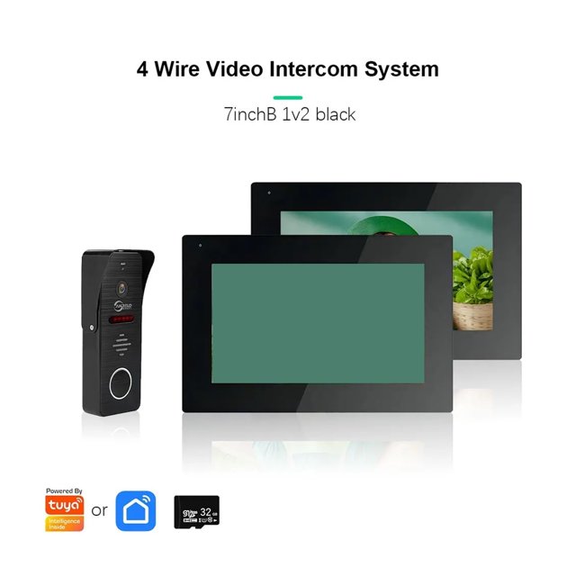 Metal Doorbell Video Intercom System For Home Tuya Smart Video Doorhpone Camera 160° 4-Wired 1080P Touch Monitor ,Smart Detection