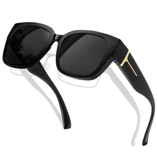 Gafas de Sol Polarizadas UV400 KANASTAL para Usar Sobre Anteojos - Negro