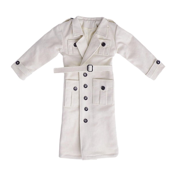 Figura 1/6 Cortavientos largo DIY Muñeca Vestida Coleccionable Miniatura de Moda Blanco
