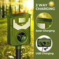 Solar Powered Ultrasonic Animal Repeller, with Flame Simulated Lighting