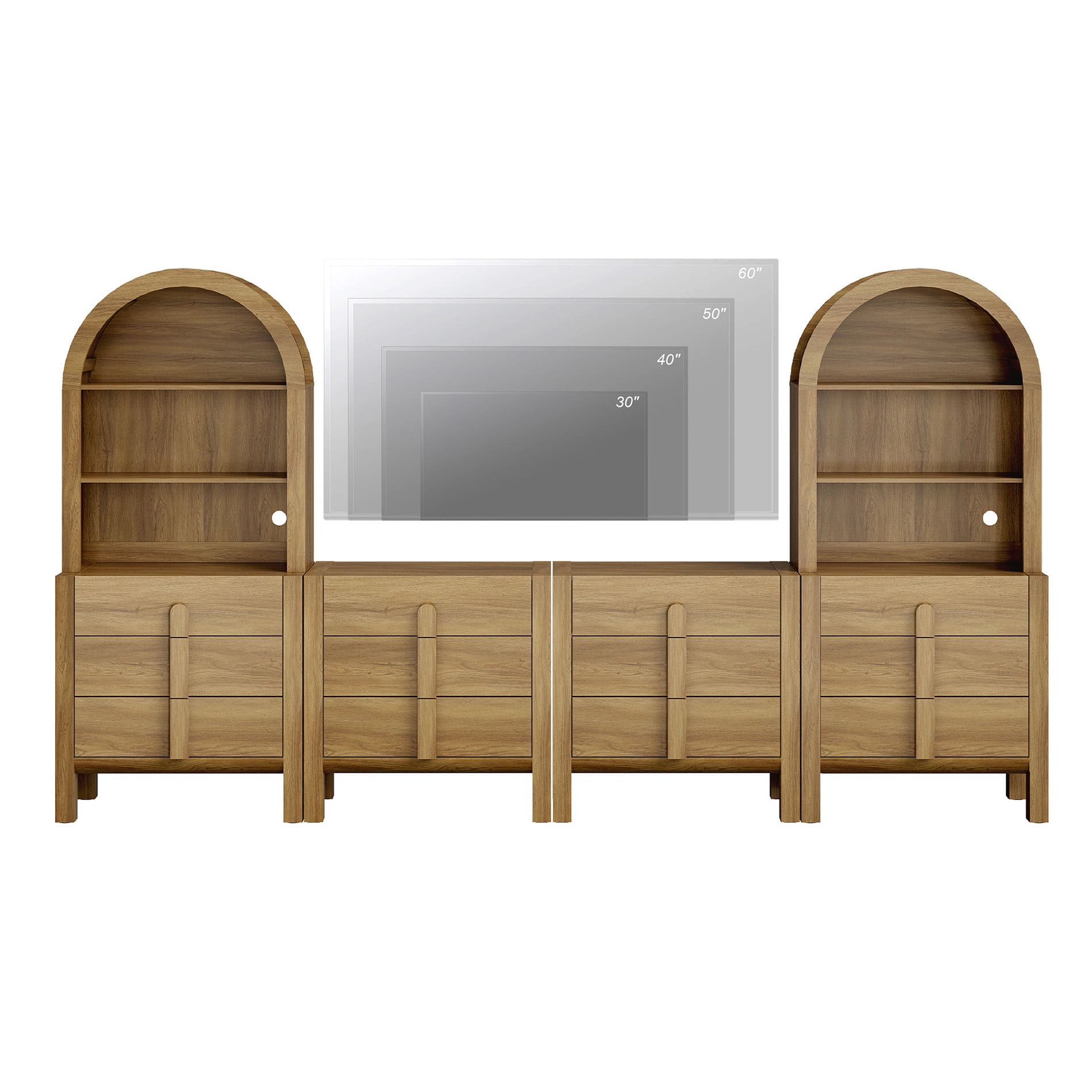 4-In-1 71"H Tall Kitchen Pantry Storage Cabinet,126"W Large Mid-Century Modern Sideboard Buffet Cabinet With 12 Drawers And Shelves For Kitchen