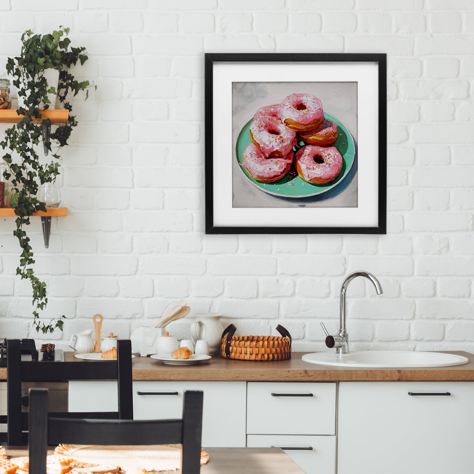 Stupell Industries Pink Frosted Donuts Black Framed Print Under Glass, design by Tina LeCour