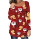 thumbnail image 2 of Camiseta informal para mujer, blusa estampada de manga larga con cuello redondo y fruncido Pompotops  FGAJ9592, 2 of 6